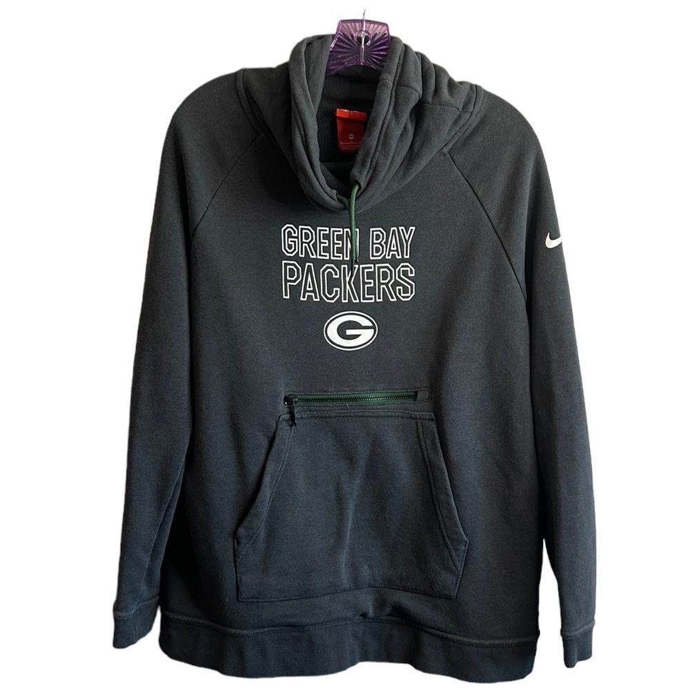 Nike Gray Green Bay Packers Cowl‎ Neck Casual Knit Sweatshirt Size M